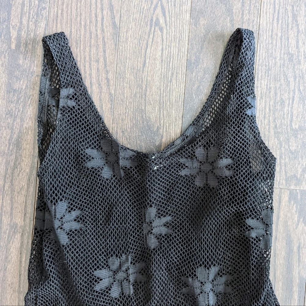 Black Mesh Floral Dress